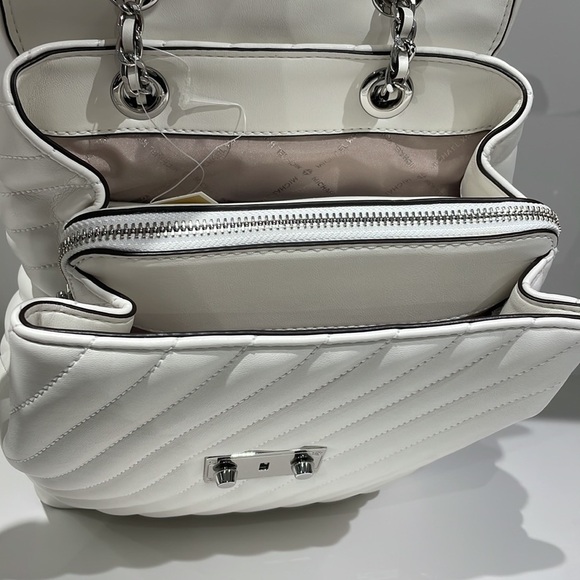 Michael Kors Quilted white backpack chain handle main image 6